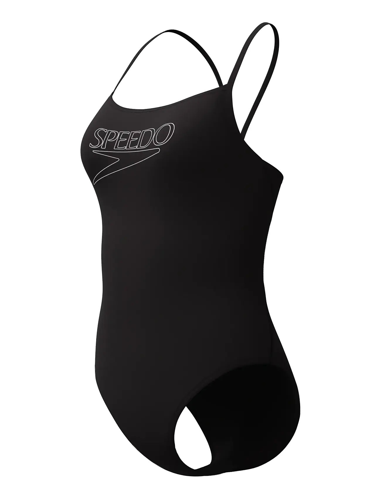 Speedo Endurance+ Logo Thin Strap One Piece, 44, Black, Sport Badetøj > Sport Swimsuits, Dame