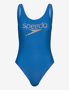 STRIPE LOGO DEEP U-BACK 1P - sportiska stila peldkostīmi - bondi blue/white/black