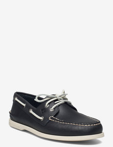 A/O 2-Eye Leather - boat shoes - navy