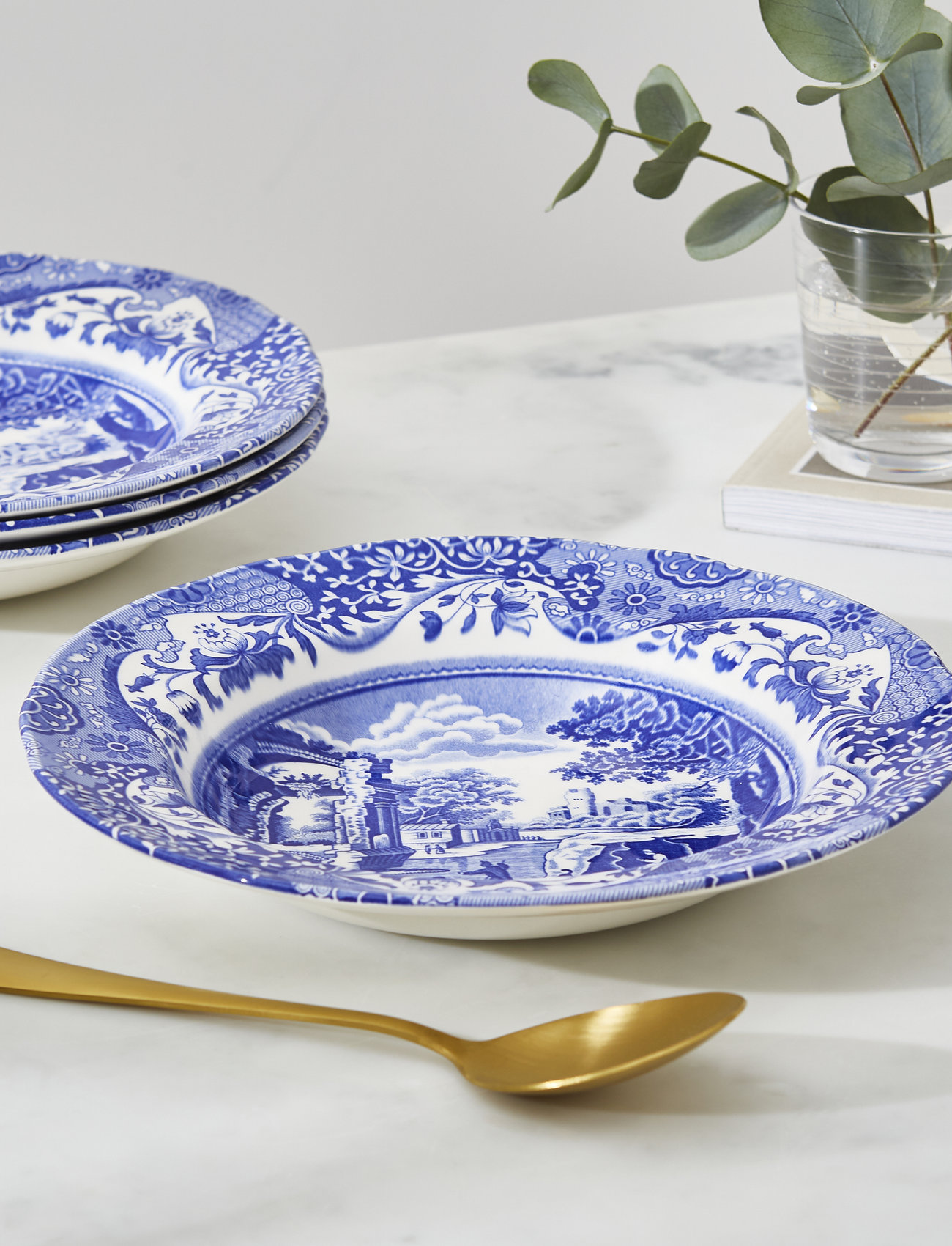 Spode Blue Italian Soup Plate 4-Pack, Ø 23 cm, Blue, Tallerkener > Dybe Tallerkener, Unisex