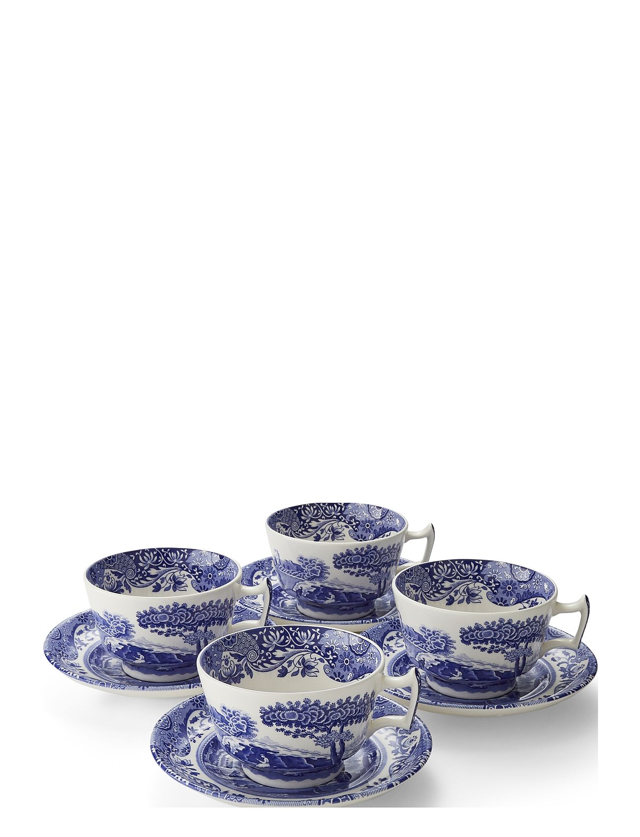 Blue Italian Breakfast Cup & Saucer 4-Pack Blue Spode