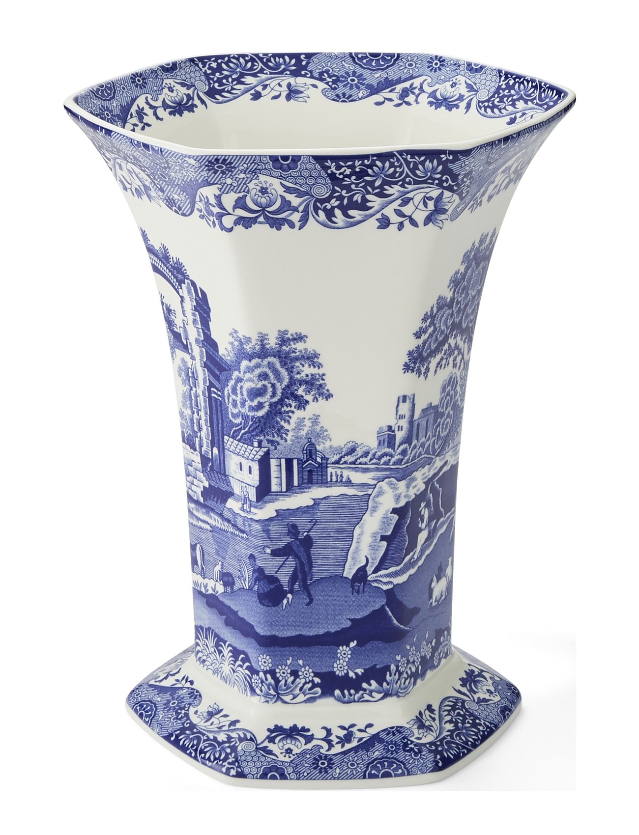 Blue Italian Hexagonal Vase Blue Spode