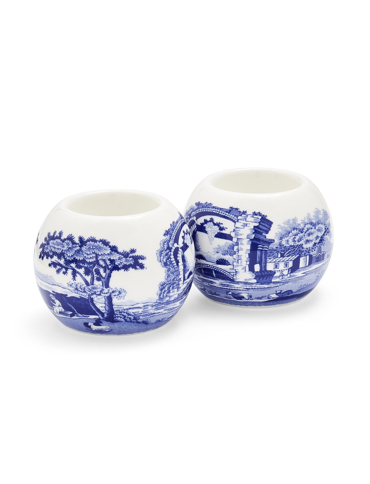 Blue Italian Tealight Holders - Set Of 2 Blue Spode