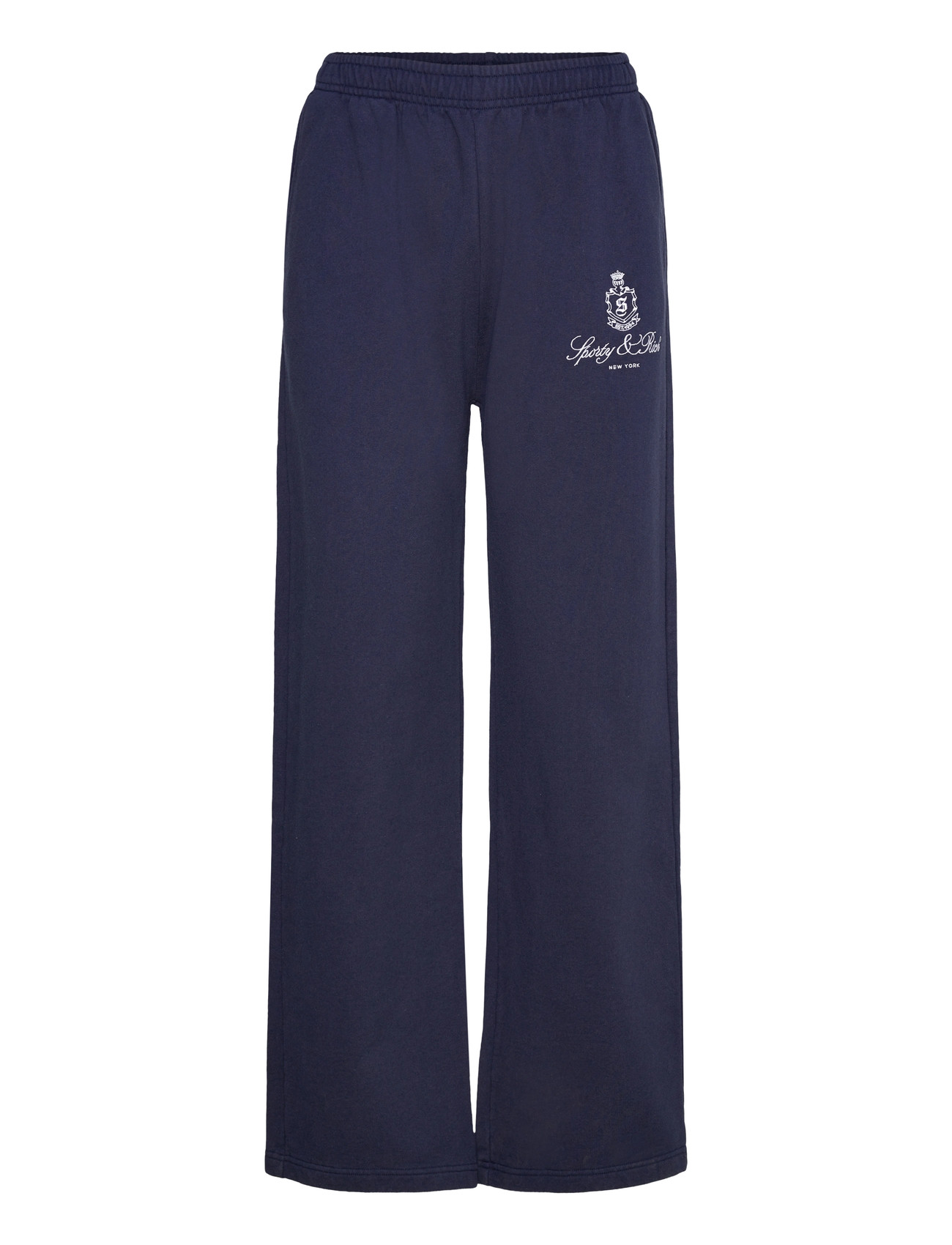 Sporty & Rich Vendome Embroidered Straight Leg Sweatpant, XS, Navy, Underdele > Joggingbukser, Dame