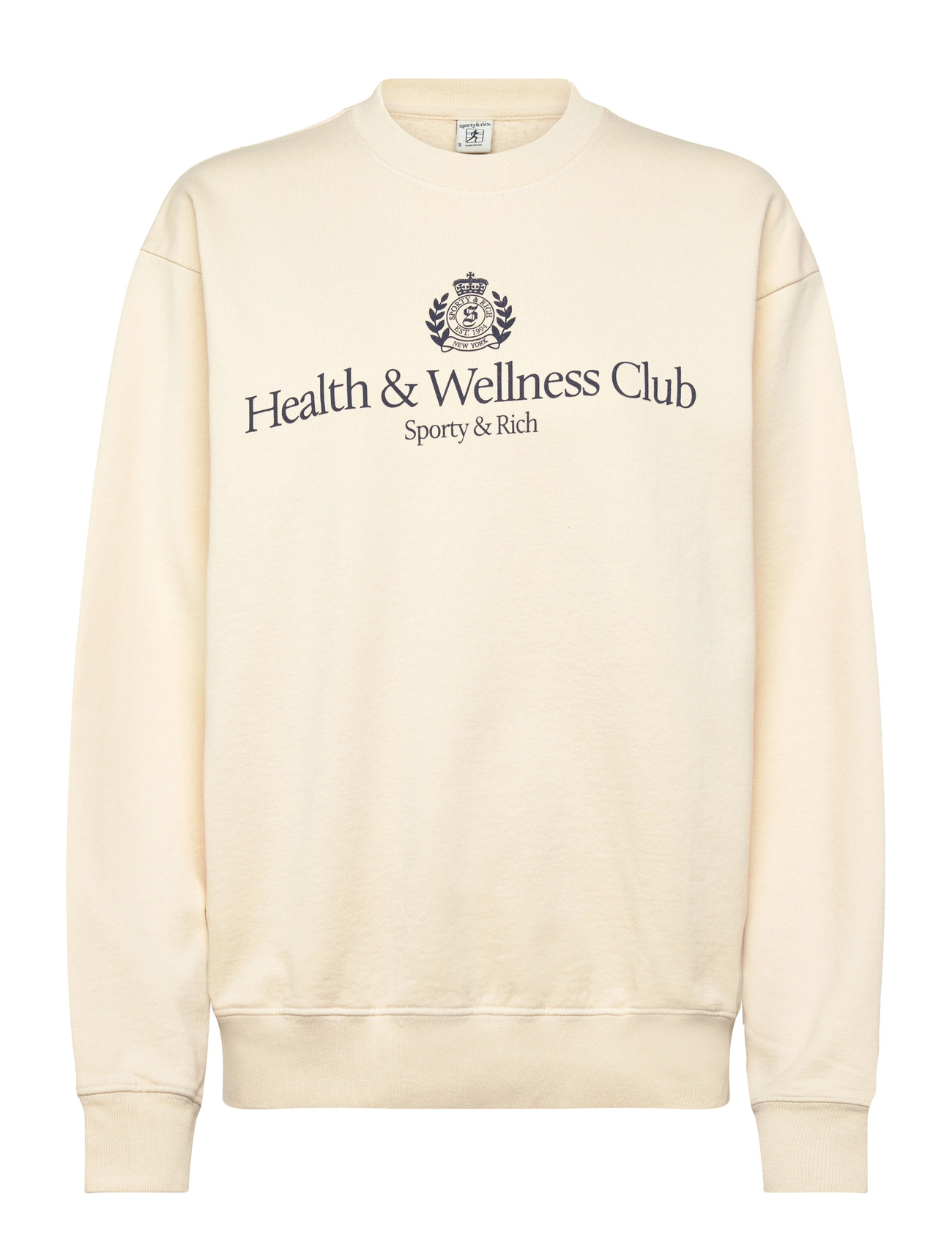 Sporty & Rich H&W Crest Crewneck, S, Cream, Sweatshirts & Hættetrøjer > Sweatshirts, Dame