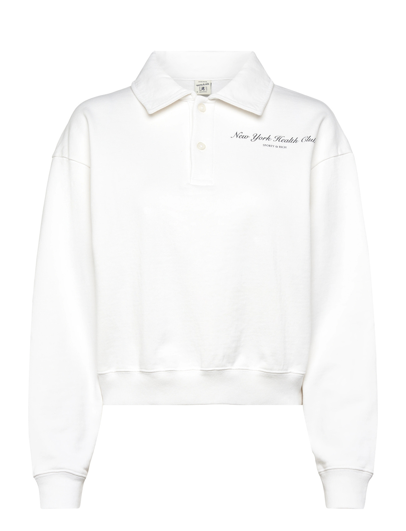 Sporty & Rich Ny Health Club Polo, S, White, Sweatshirts & Hættetrøjer > Sweatshirts, Dame