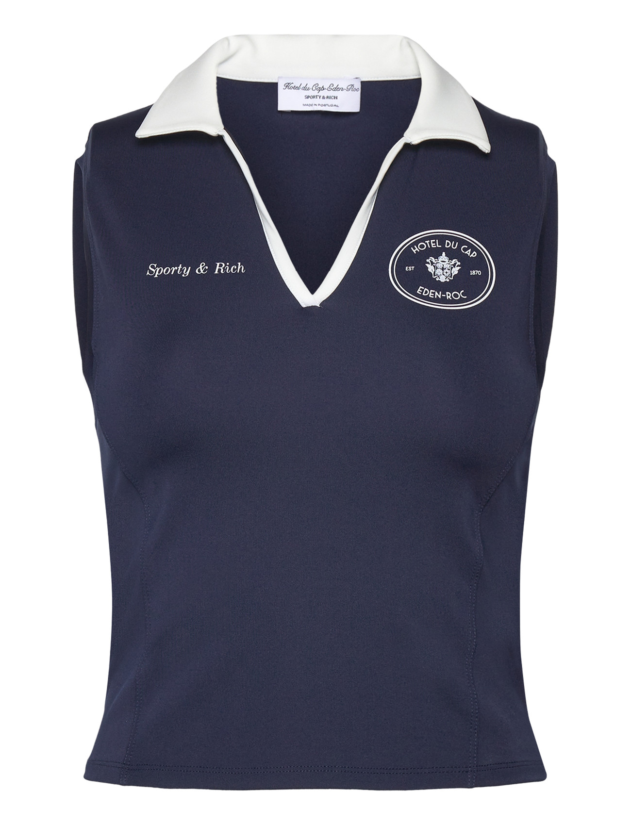 Sporty & Rich Eden Crest Sports Polo Vest, M, Navy, T-Shirts & Toppe > Uden Ærmer, Dame