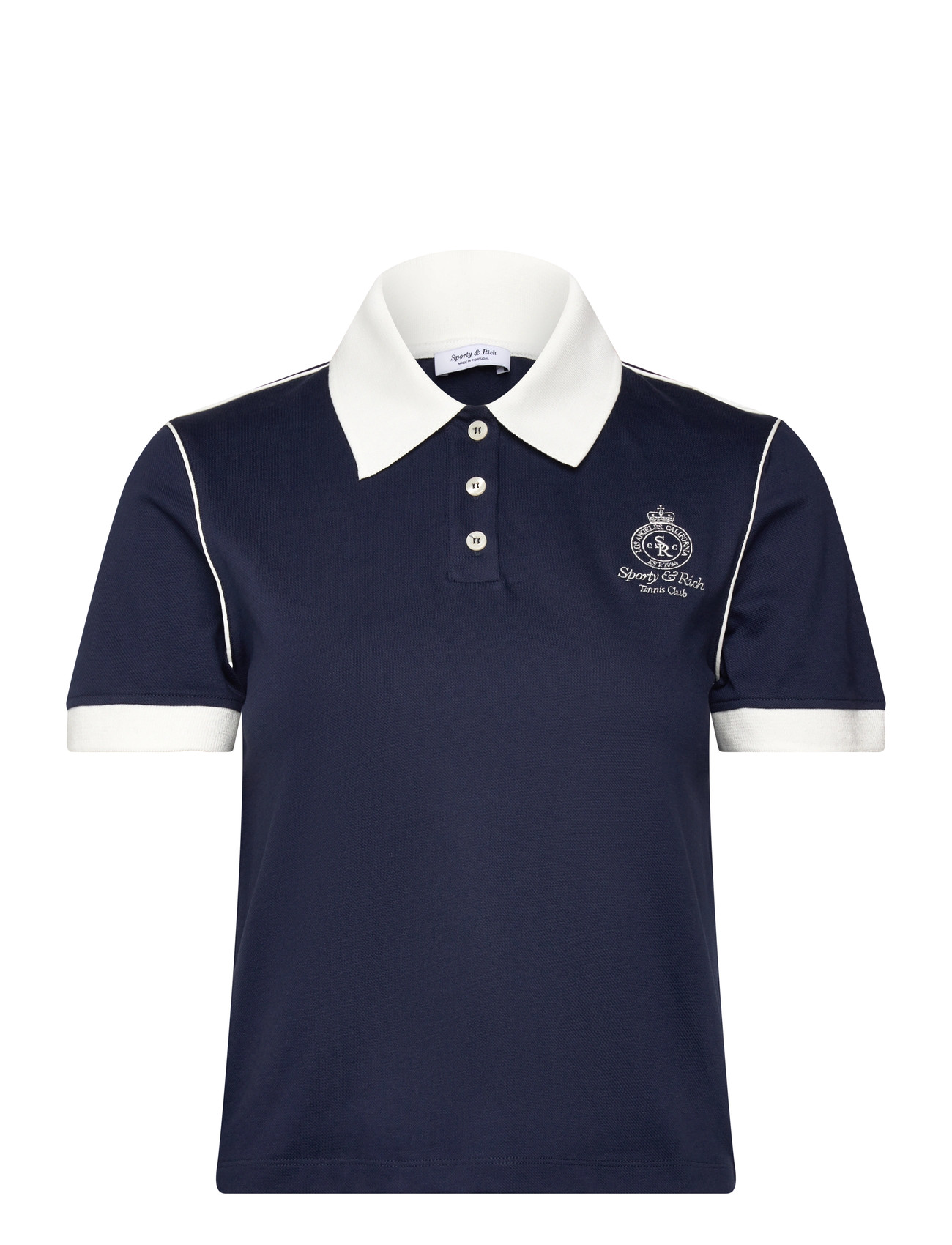 Sporty & Rich Crown 70S Pique Polo, S, Navy, T-Shirts Og Toppe > Poloer, Dame