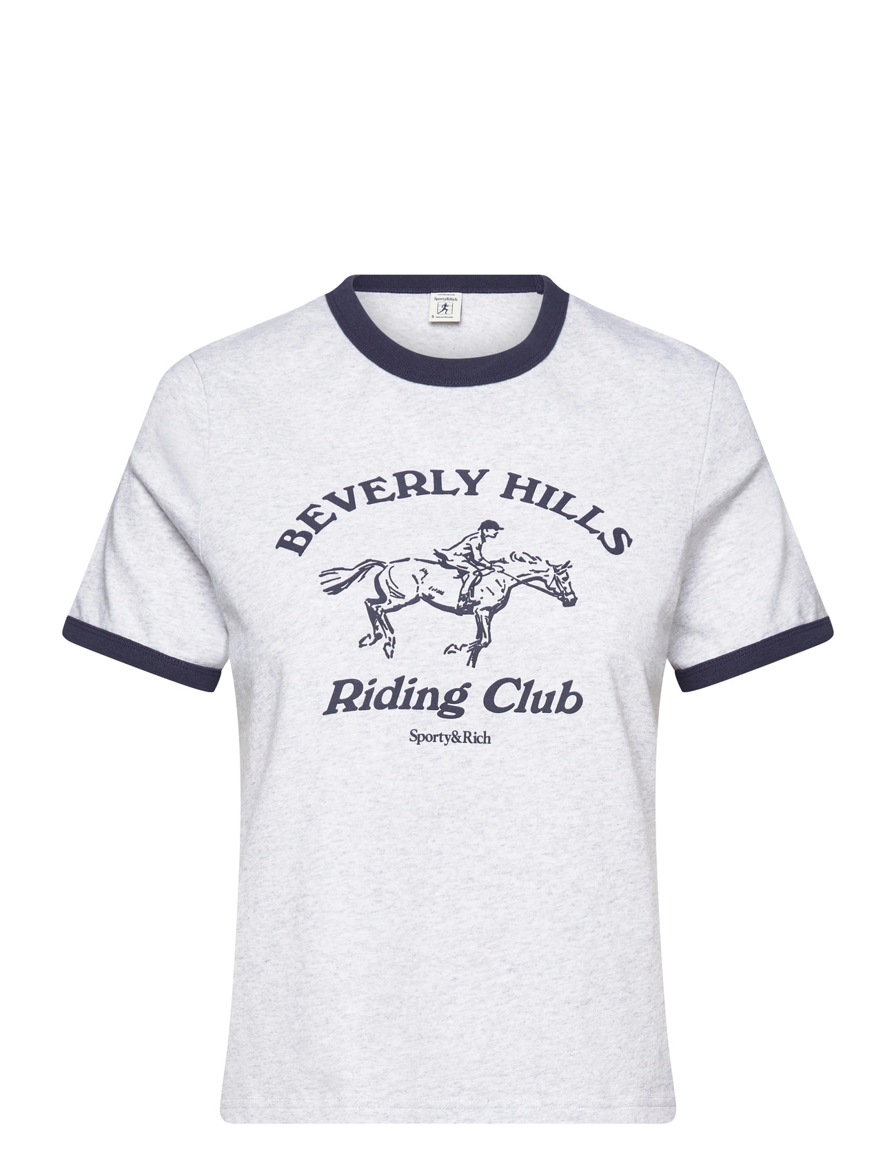 Sporty & Rich Rh Riding Club Ringer Tee, XL, Grey, T-Shirts & Toppe > Kortærmede, Dame