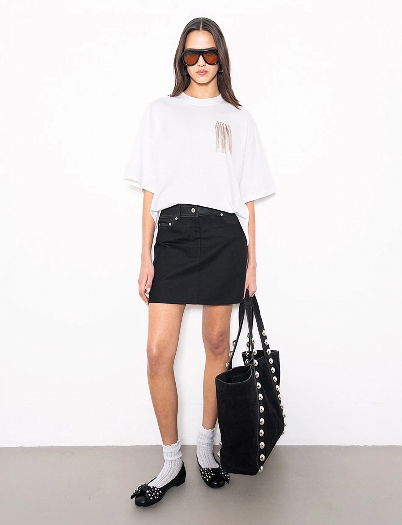 Stand Studio Beatrice Skirt, 36, Black, Designere > Korte Nederdele, Dame