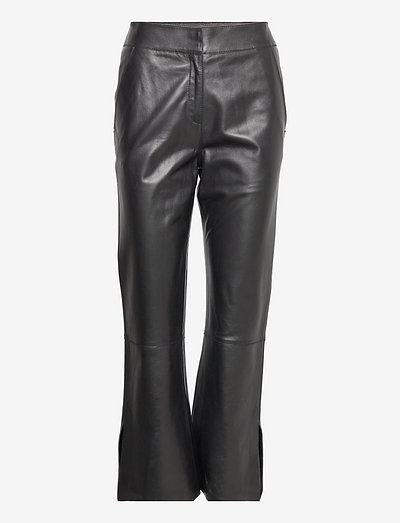 Zoe Flare Pants - leather trousers - black
