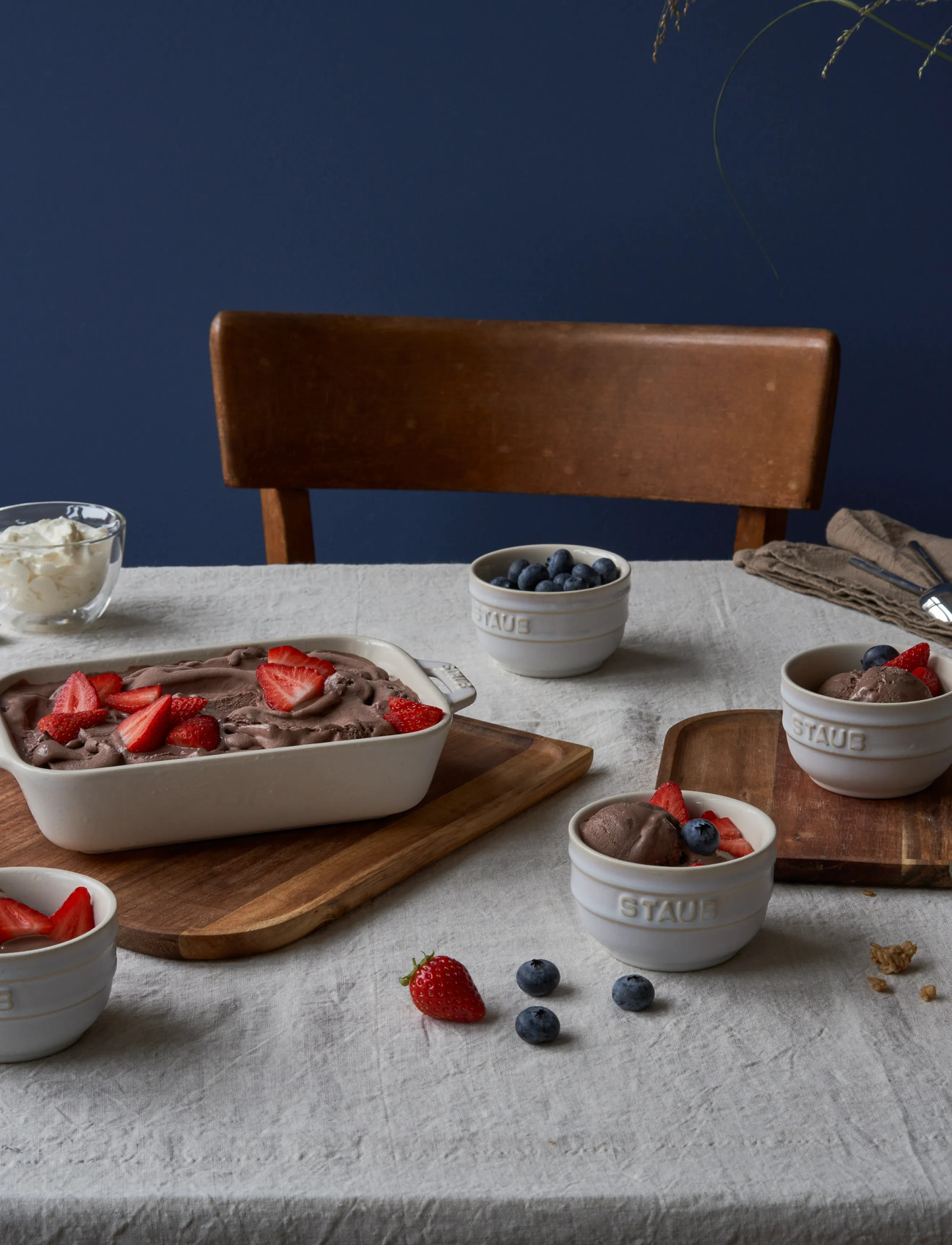 STAUB Set Med Ivory White Rektangulära Ugnsformar 3-Delar, 1X 20X 16 cm;1X 27X 20 cm;1X 34X 24 cm, White, Gryder & Pander > Bradepander, Unisex