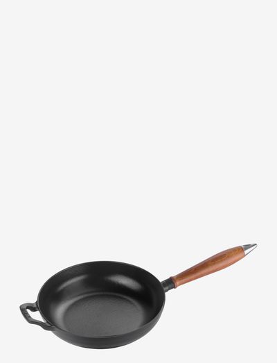 Vintage frying pan with wooden handle - bratpfannen - black