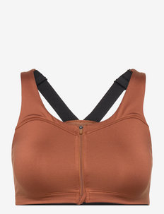 Front Zip Sports Bra - high support - rusty clay