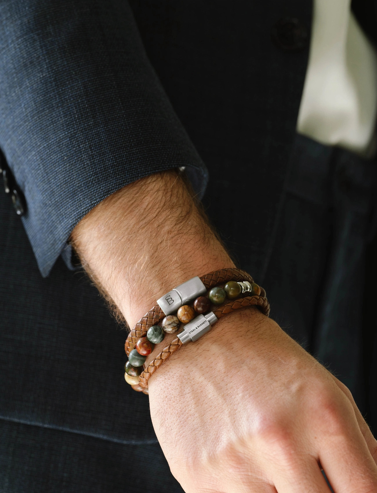 Steel & Barnett Essentials, M 20 - 21 cm, Brown, Smykker > Armbånd, Herre
