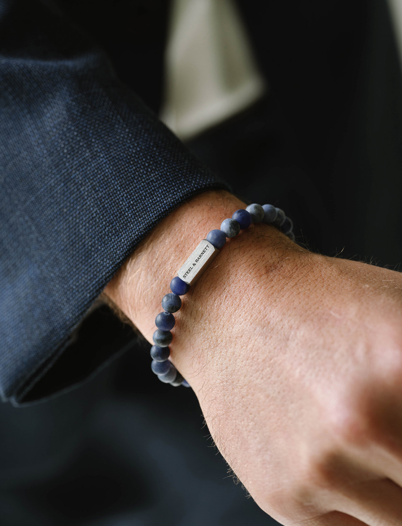 Steel & Barnett Natural Ned, M 20 - 21 cm, Navy, Smykker > Armbånd, Herre
