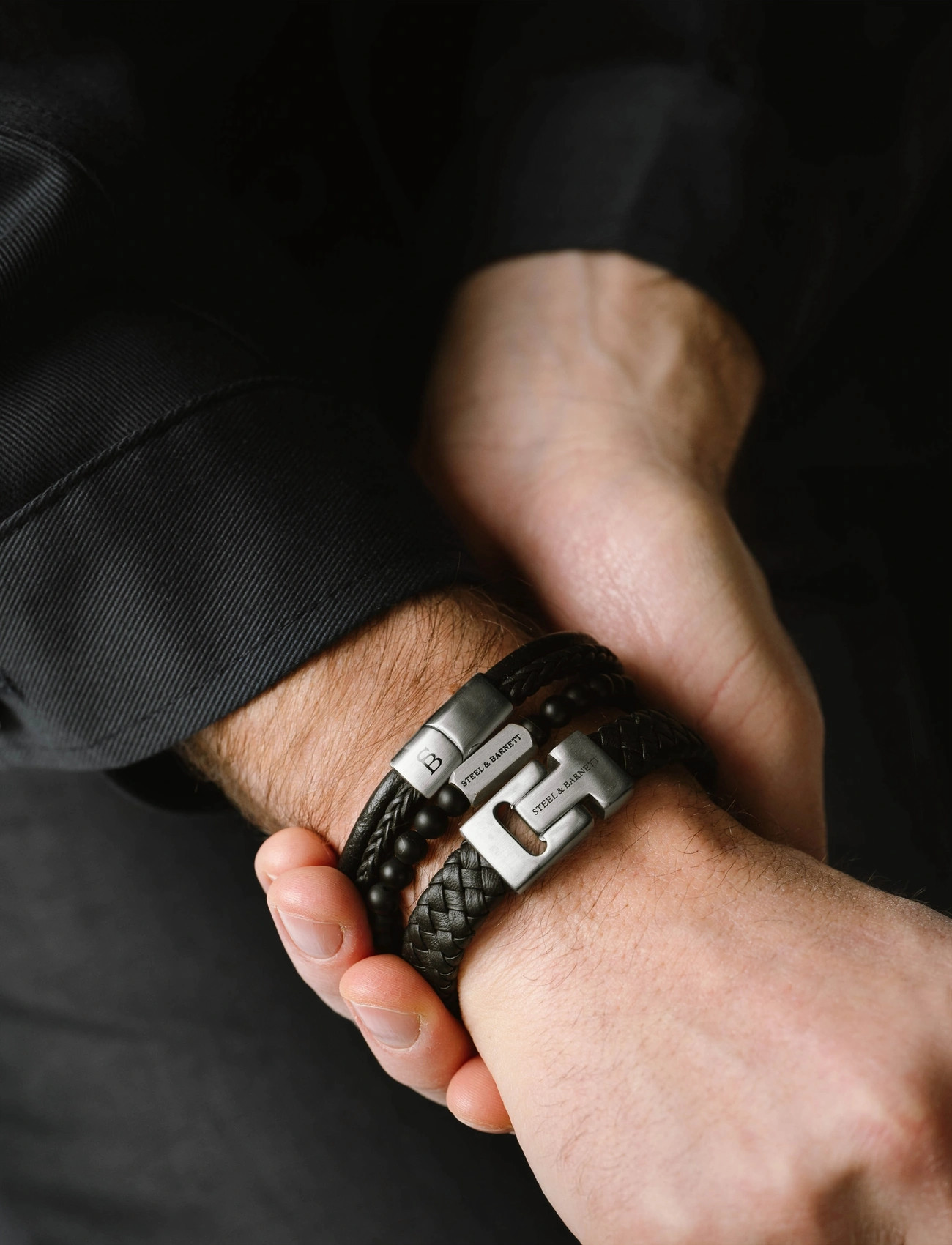 Steel & Barnett Gift Series - Triple, S 18 - 19 cm, Black, Smykker > Armbånd, Herre