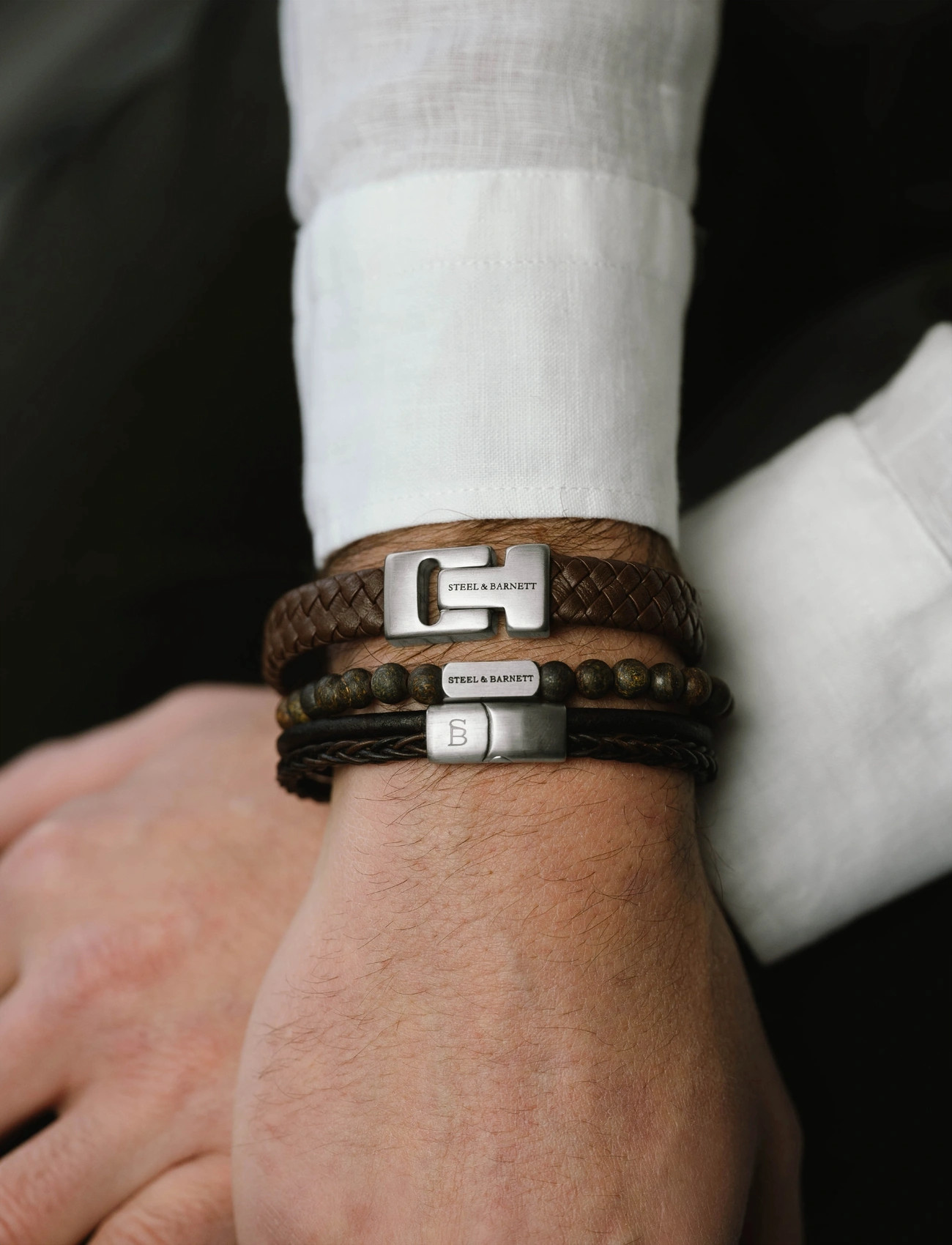 Steel & Barnett Gift Series - Triple, M 20 - 21 cm, Brown, Smykker > Armbånd, Herre