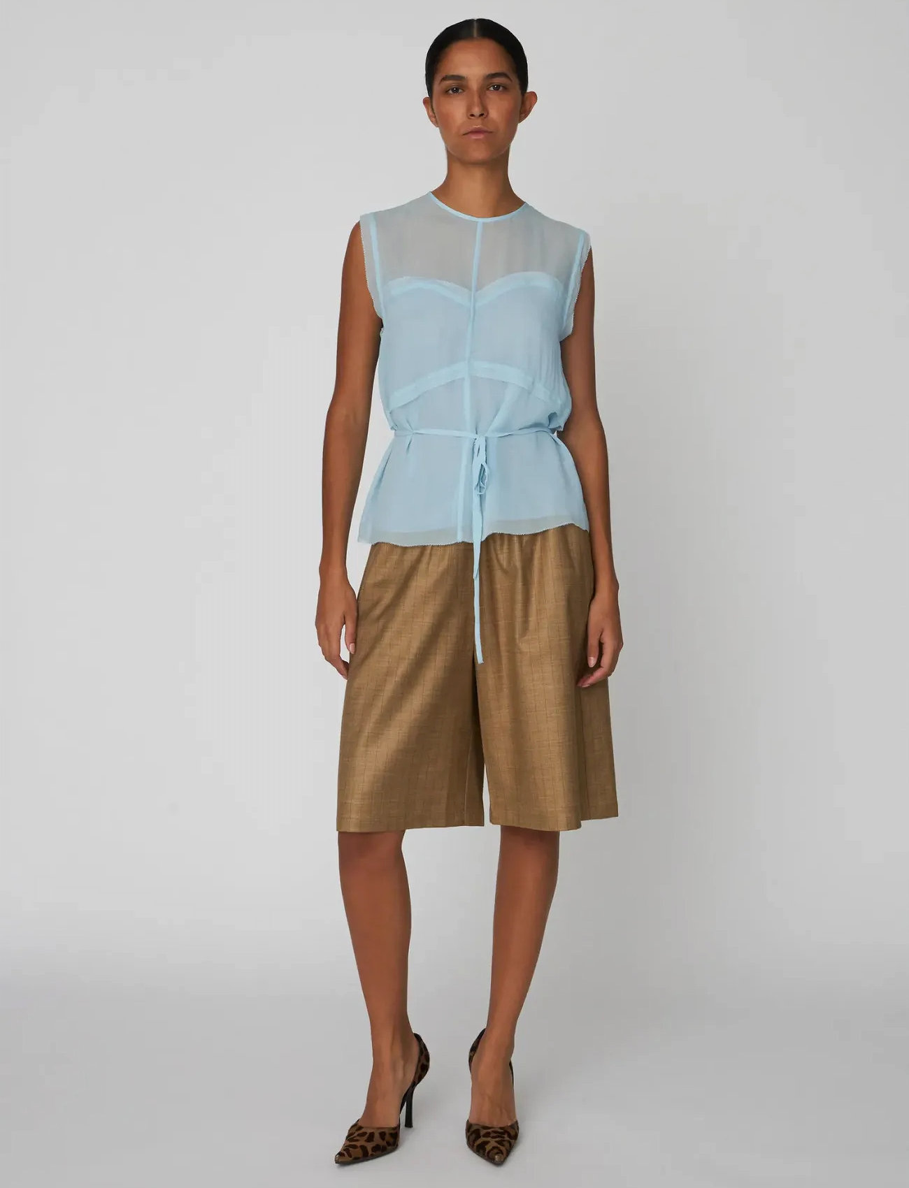 Stella Nova Delicate Crepe Chiffon Top, 38, Blue, Bluser > Uden Ærmer, Dame
