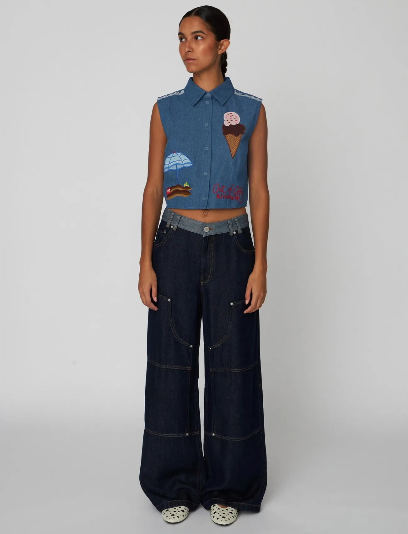 Stella Nova Out Of Office Embroidered Top, 36, Blue, Veste > Denim Veste, Dame
