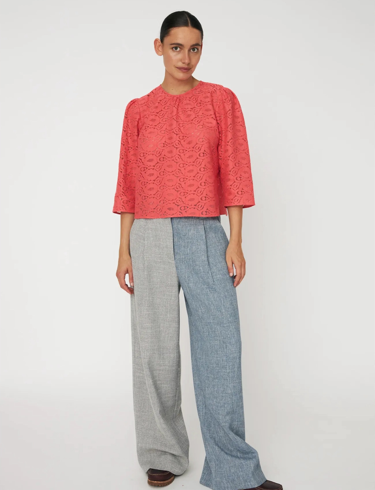 Stella Nova Cotton Lace Blouse, 34, Coral, Bluser > Langærmede, Dame