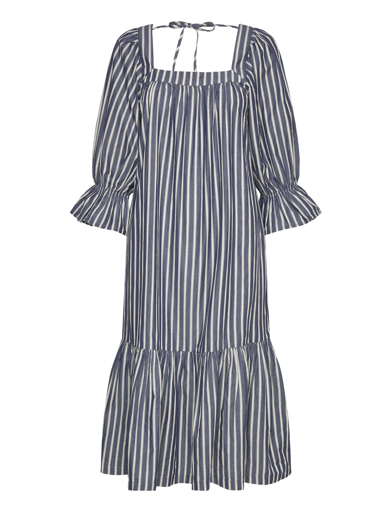 Striped Midi Dress Knelang Kjole Blue Stella Nova