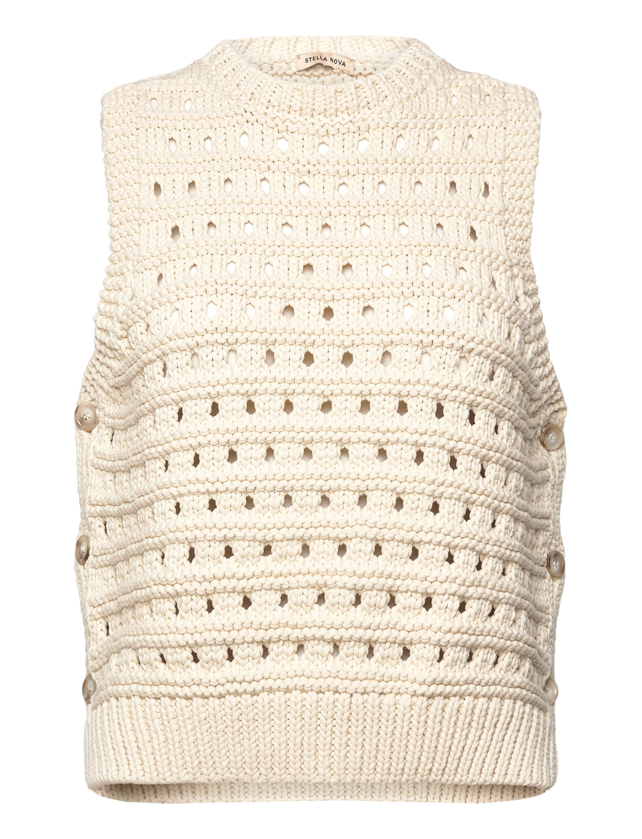 STELLA NOVA Baumwolle Stitch Vest Cream - L - Damen