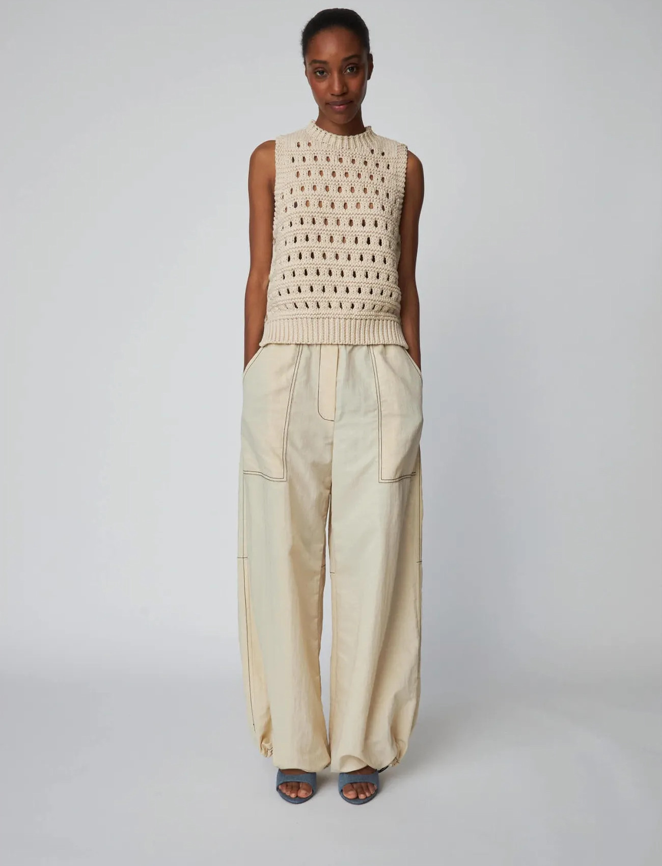 Stella Nova Cotton Stitch Vest, S, Cream, Veste > Strikkede Veste, Dame