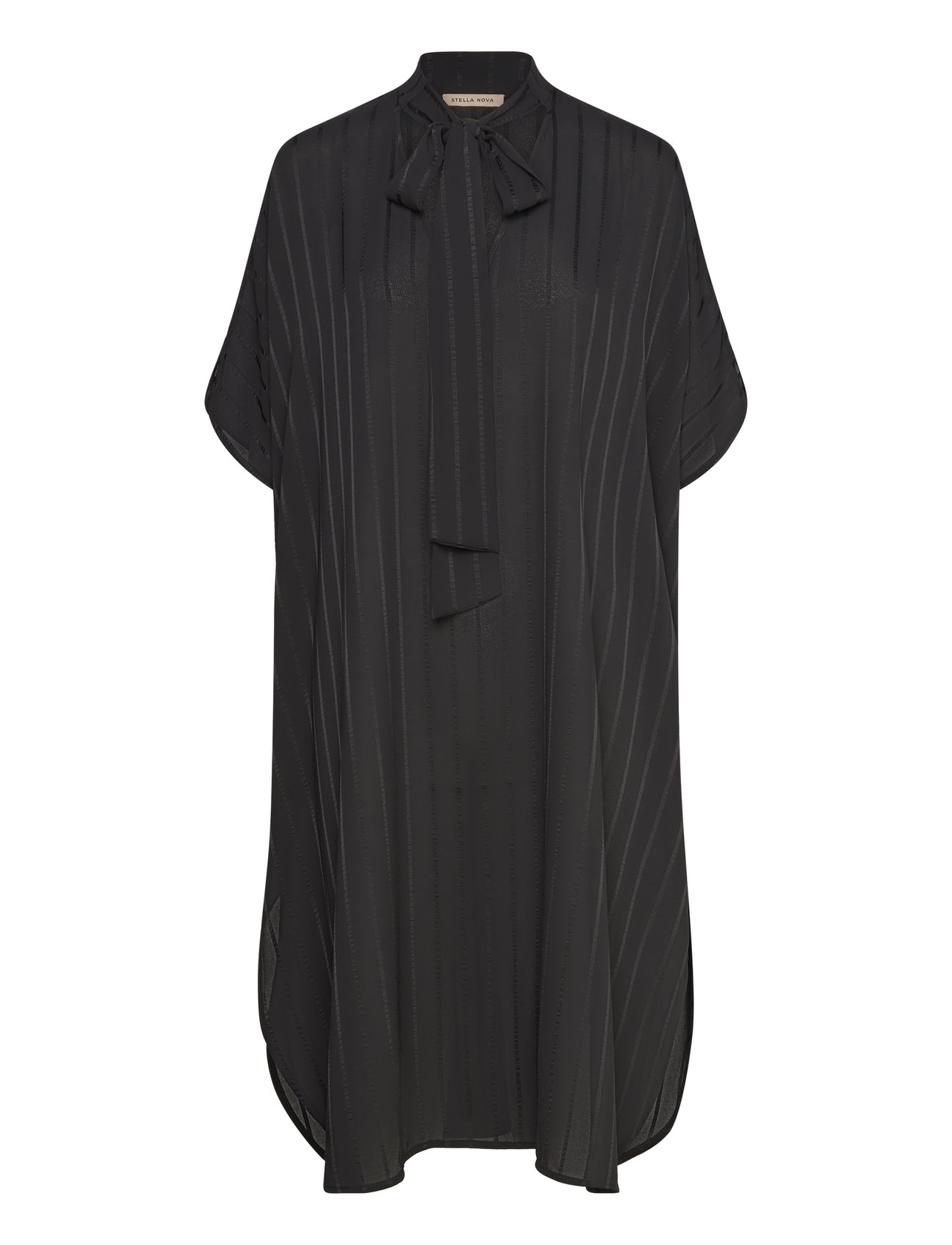 Midi Dress With Neck Tie Band Designers Knee-length & Midi Black Stella Nova