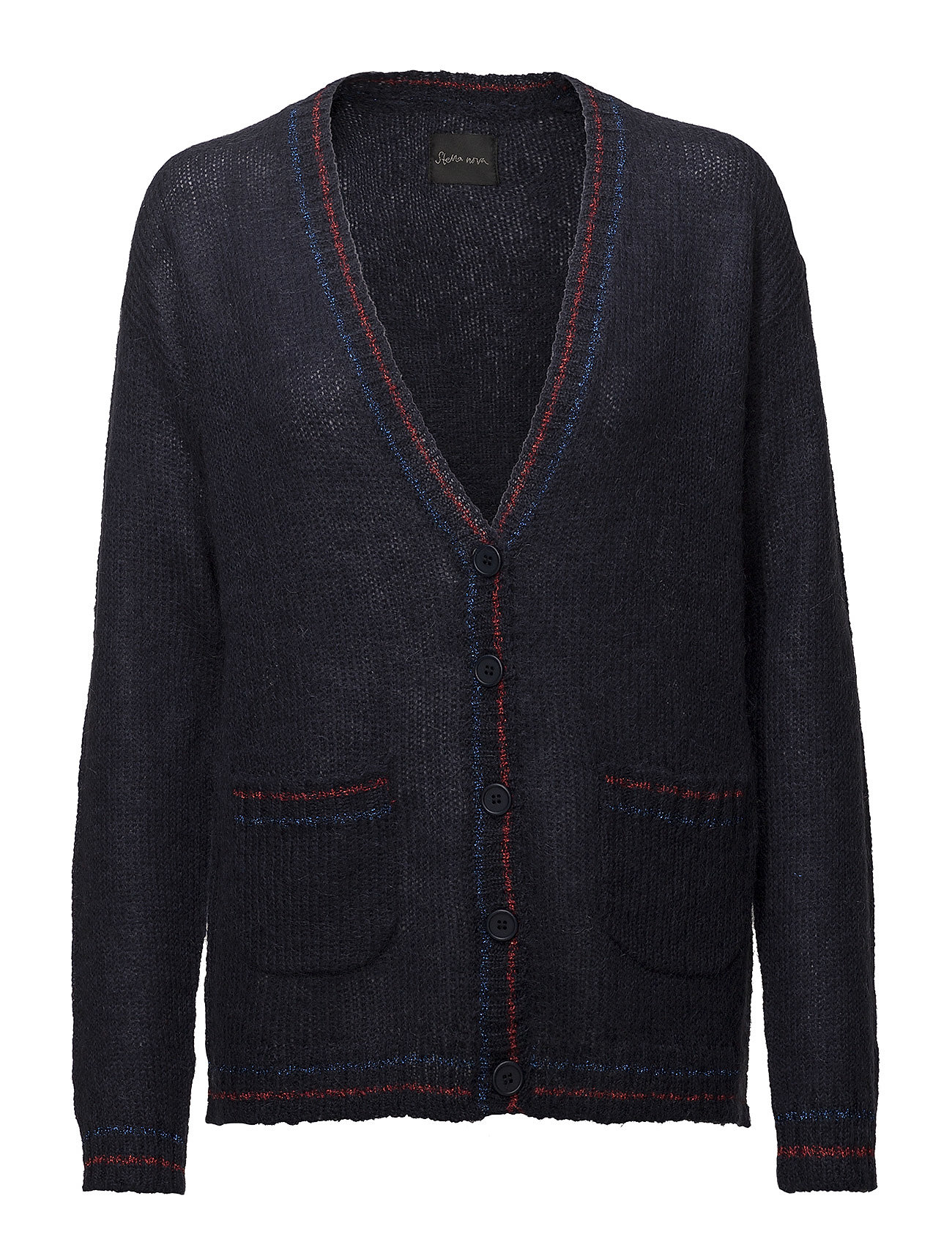 Preppy Mohair Gebreide Trui Cardigan Blauw Stella Nova stella nova kopen in de aanbieding