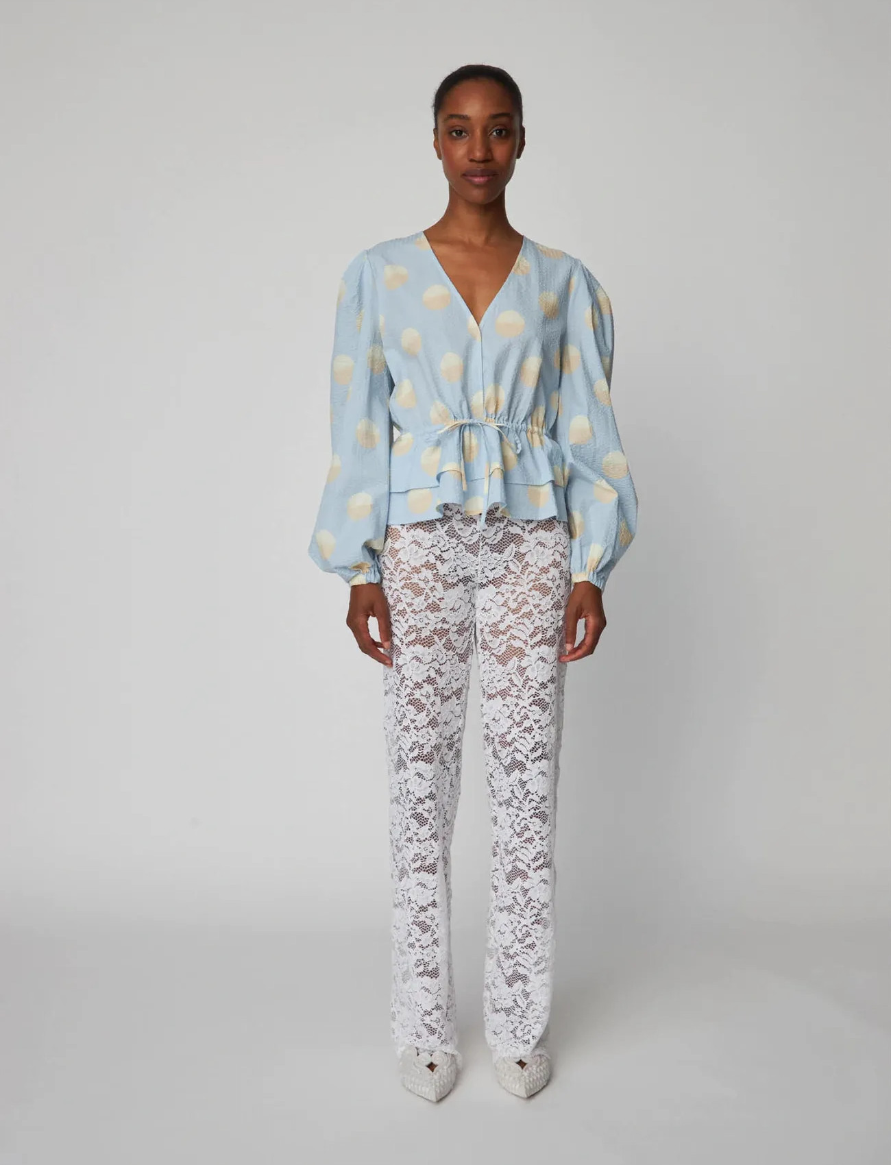 Stella Nova Big Dot Blouse, 40, Blue, Bluser > Langærmede, Dame