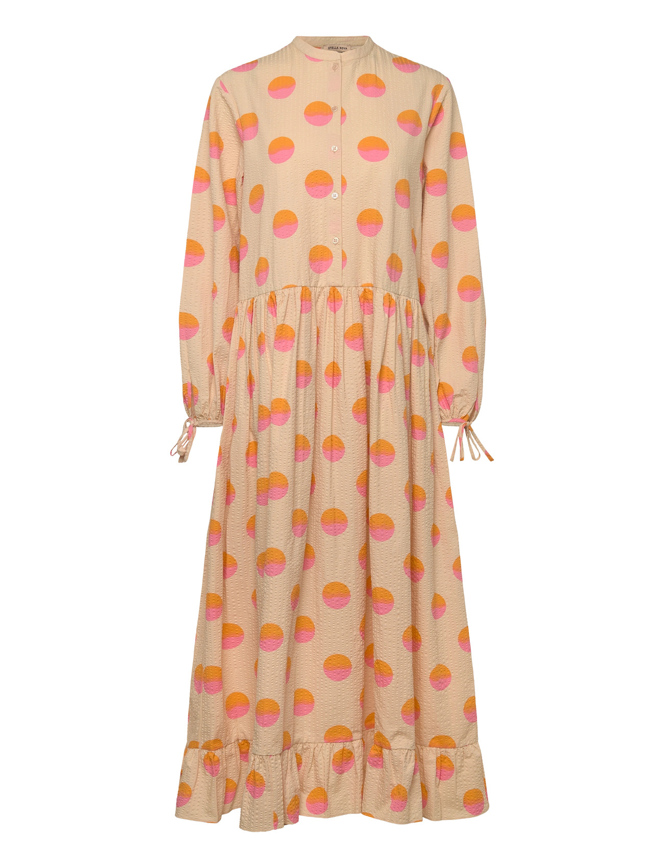 STELLA NOVA Big Dot Maxi Kleid Beige - 38 - Damen