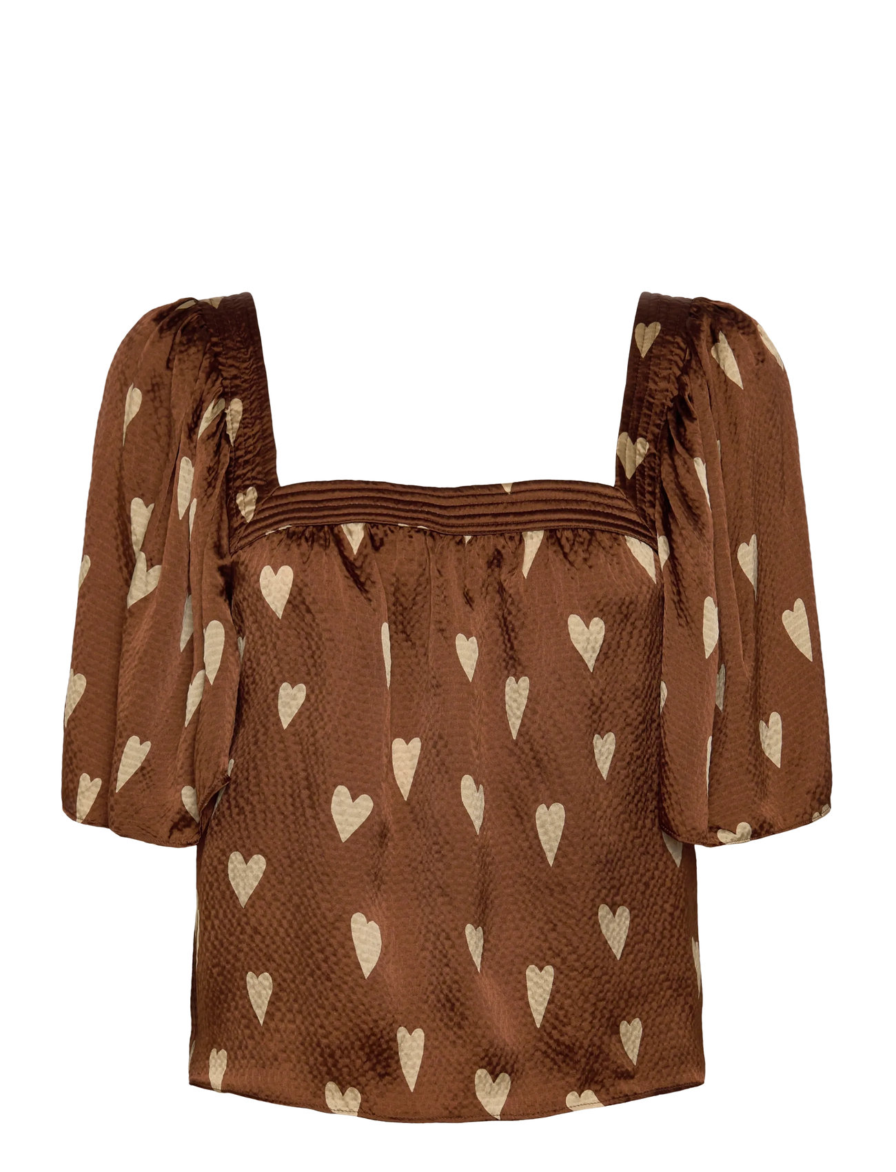 STELLA NOVA Heart Printed Silk Oberteil Braun - 34 - Damen