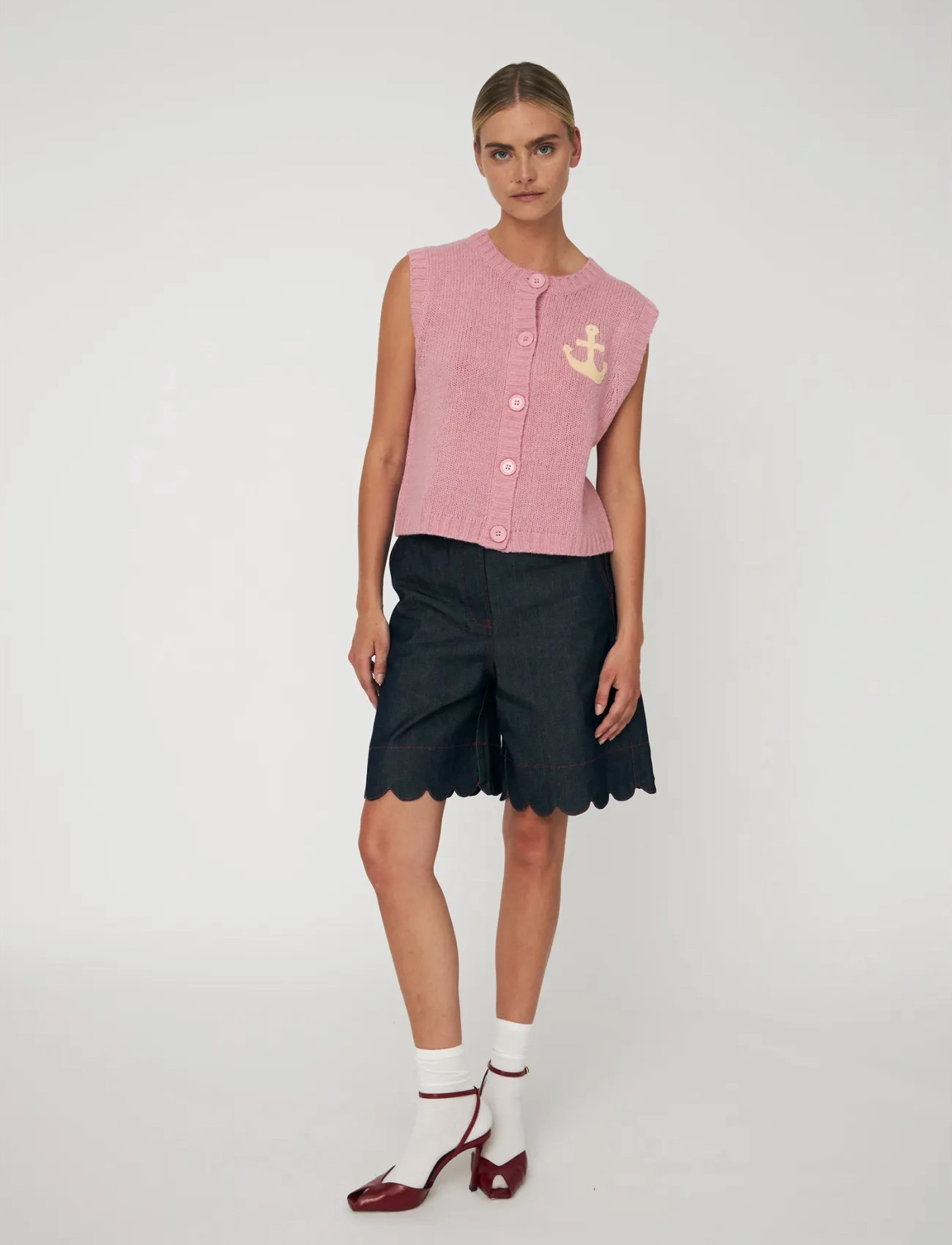 Stella Nova Anchor Vest, XL, Pink, Designere > Strikkede Veste, Dame