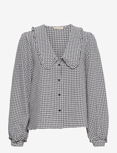 Jeanie My - long sleeved blouses - grey/creme checks