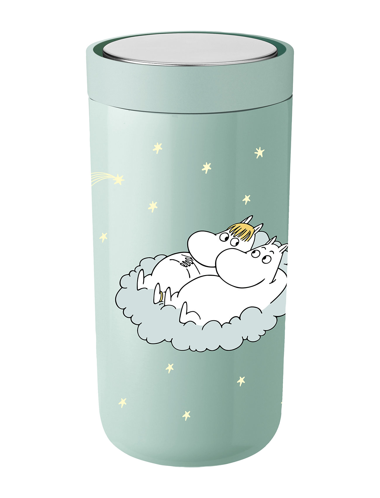 Stelton To Go Click Vacuum Insulated Cup 0.4 L. Moomin Shooting Star Home Tableware Cups & Mugs Thermal Cups Green Stelton