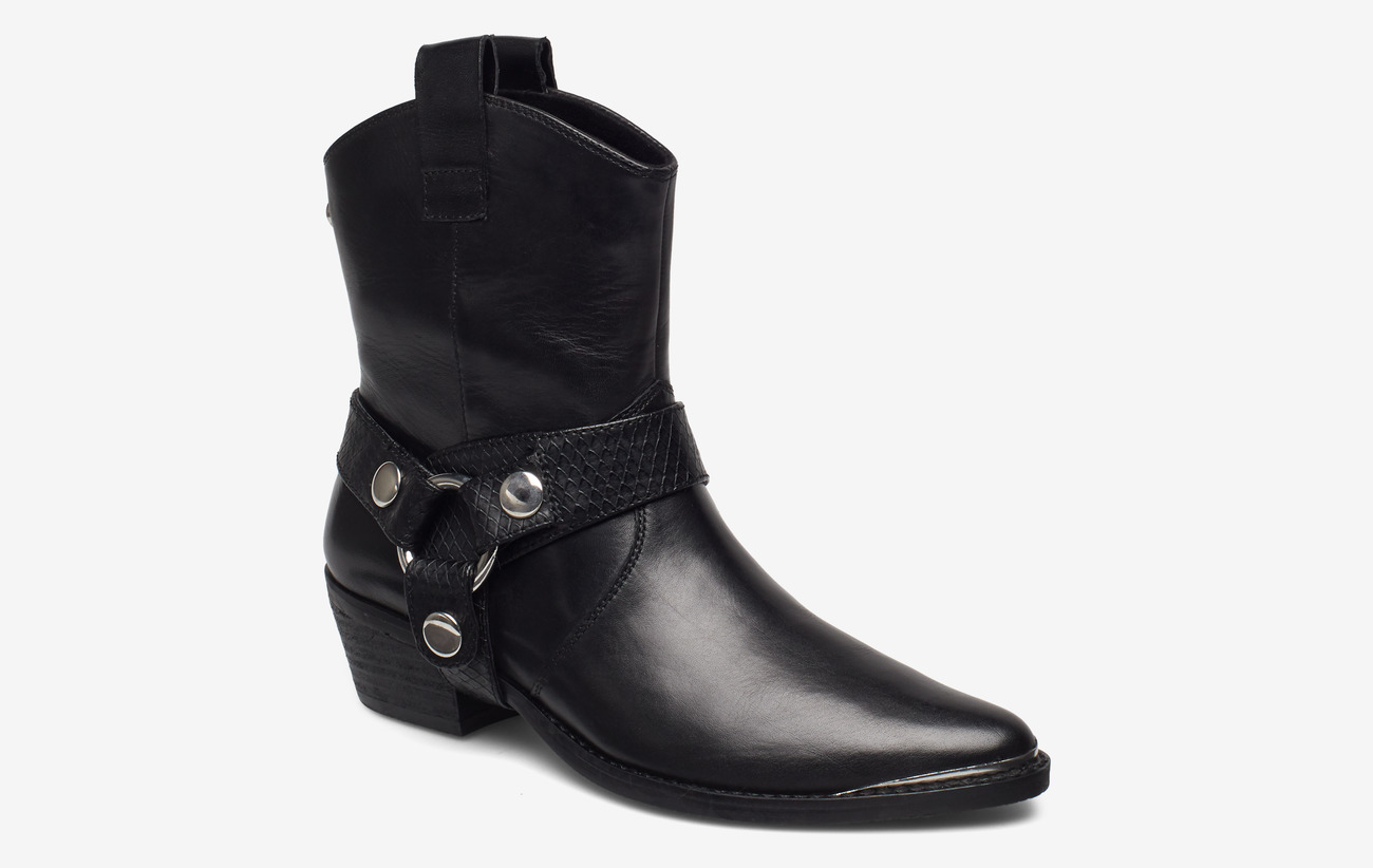 steve madden gallow black leather western boot