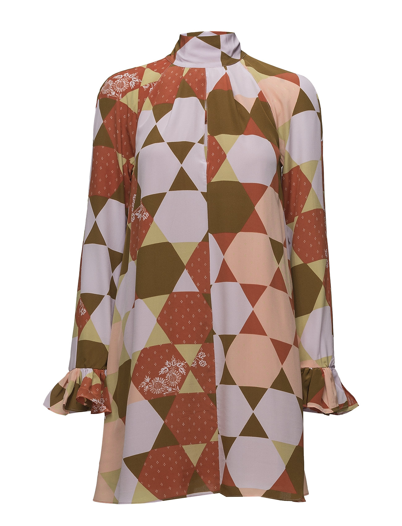 Tara 420 Hexagons Silk Korte Jurk Multipatroon Stine Goya stine goya kopen in de aanbieding