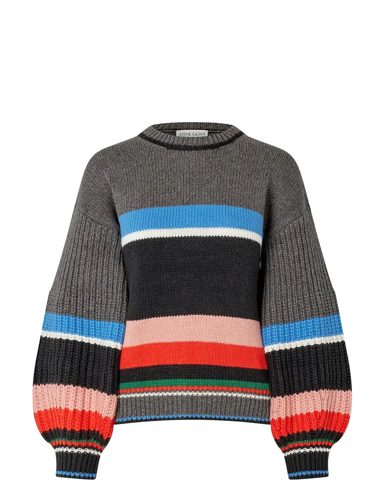 STINE GOYA 2421 Chunky Cotton Wool, Crewneck C, L, Multi/patterned, Strik > Trøjer, Dame