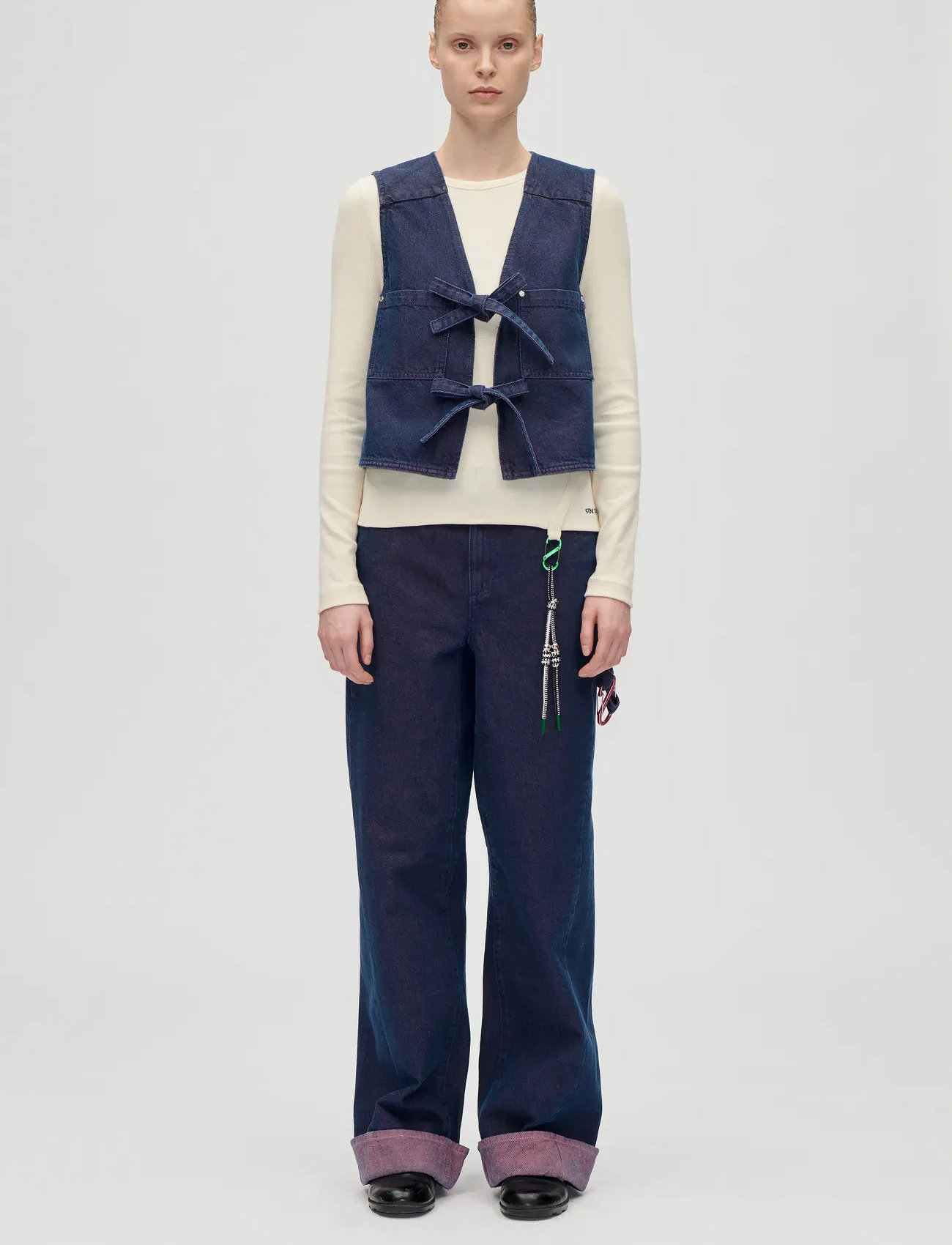STINE GOYA 2406 Two-Tone Denim, Twist Knee Sea, 29, Navy, Jeans > Vidde, Dame