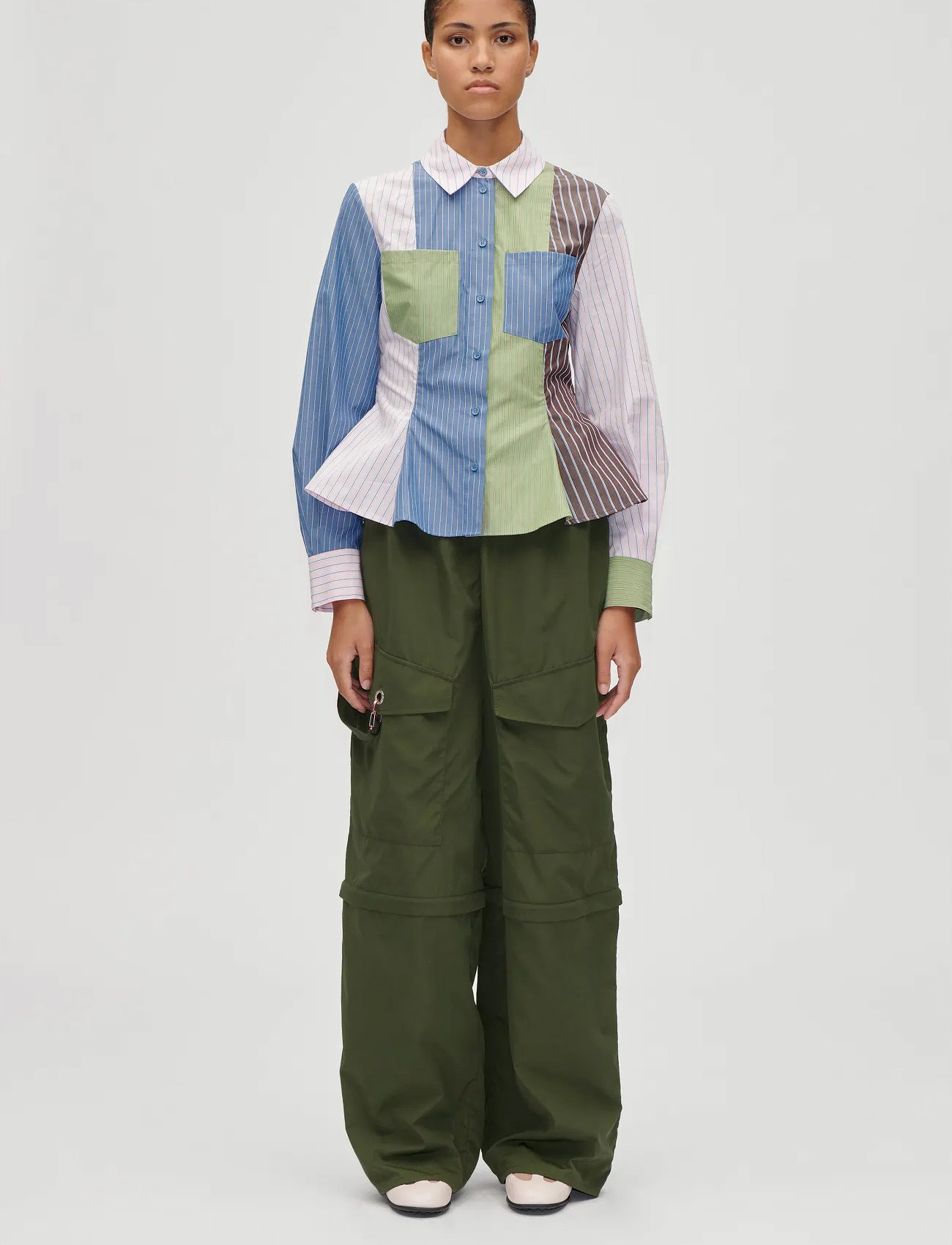 STINE GOYA 2405 Multi-Stripe Shirting, Pocket, XL, Blue, Skjorter > Langærmede, Dame