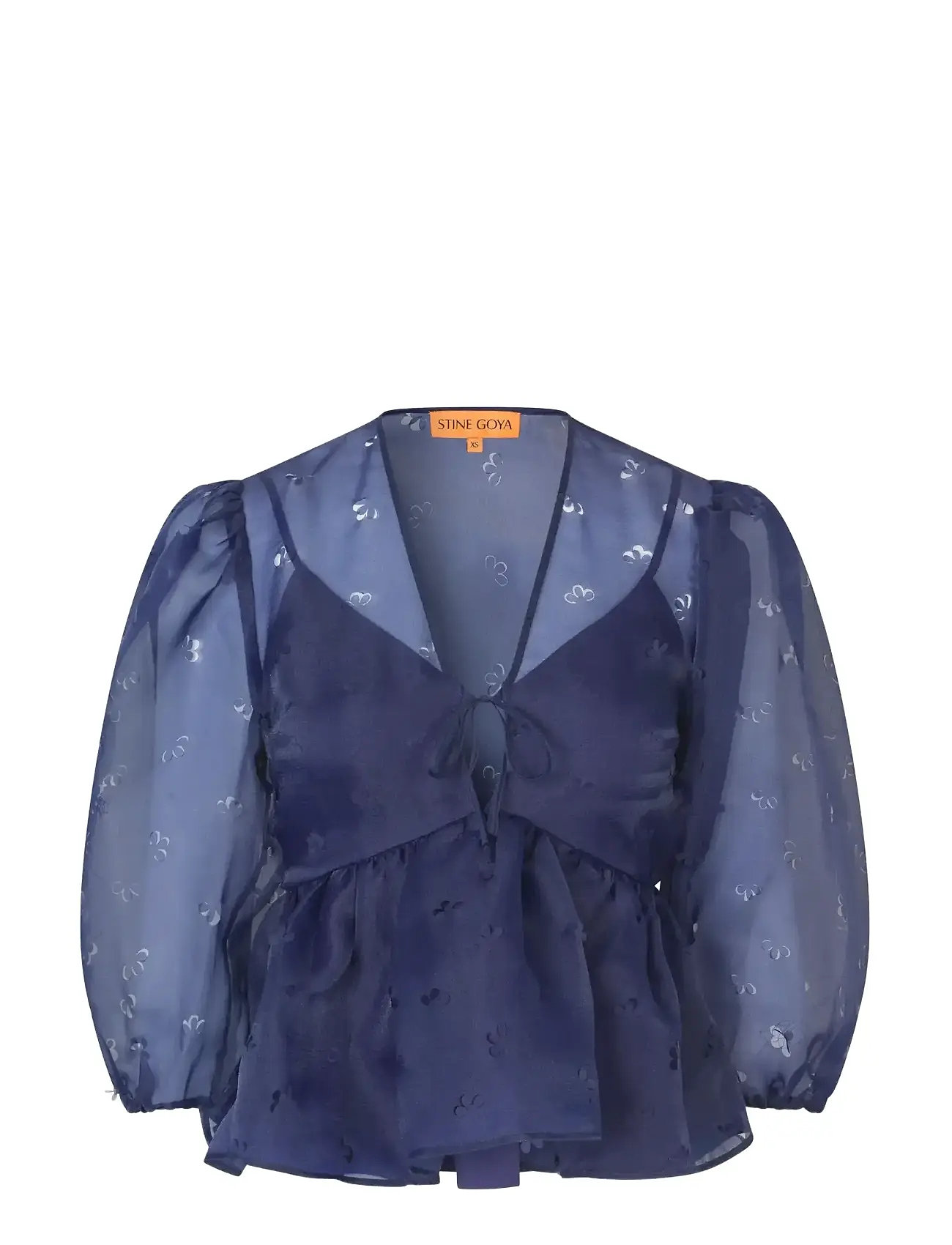 STINE GOYA 1608 Organza, Lange Ärmel Bow Oberteil Lila - S - Damen