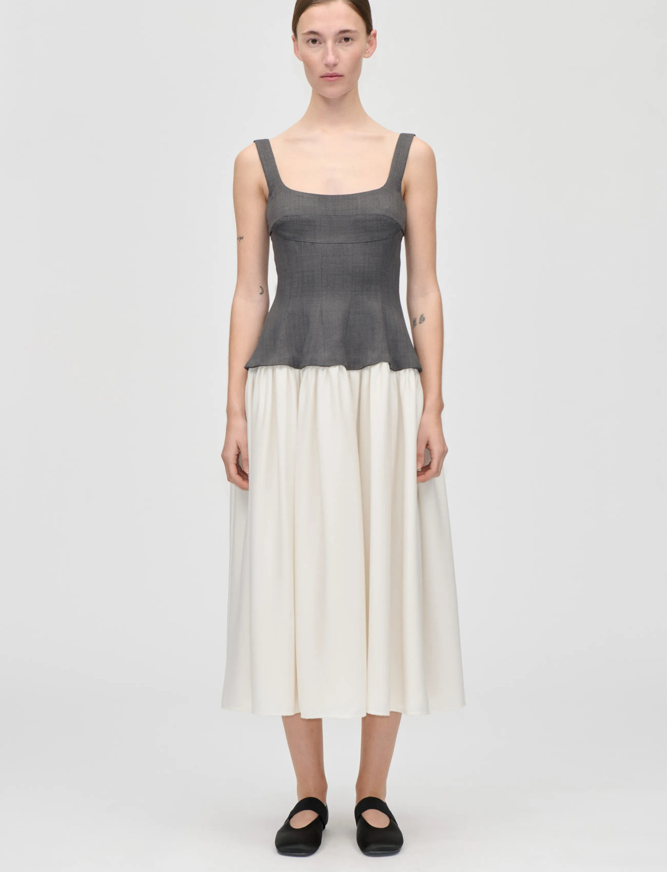 STINE GOYA Textured Tailoring, Corset Long Dress, XL, Grey, Kjoler > Knælange Og Midi, Dame
