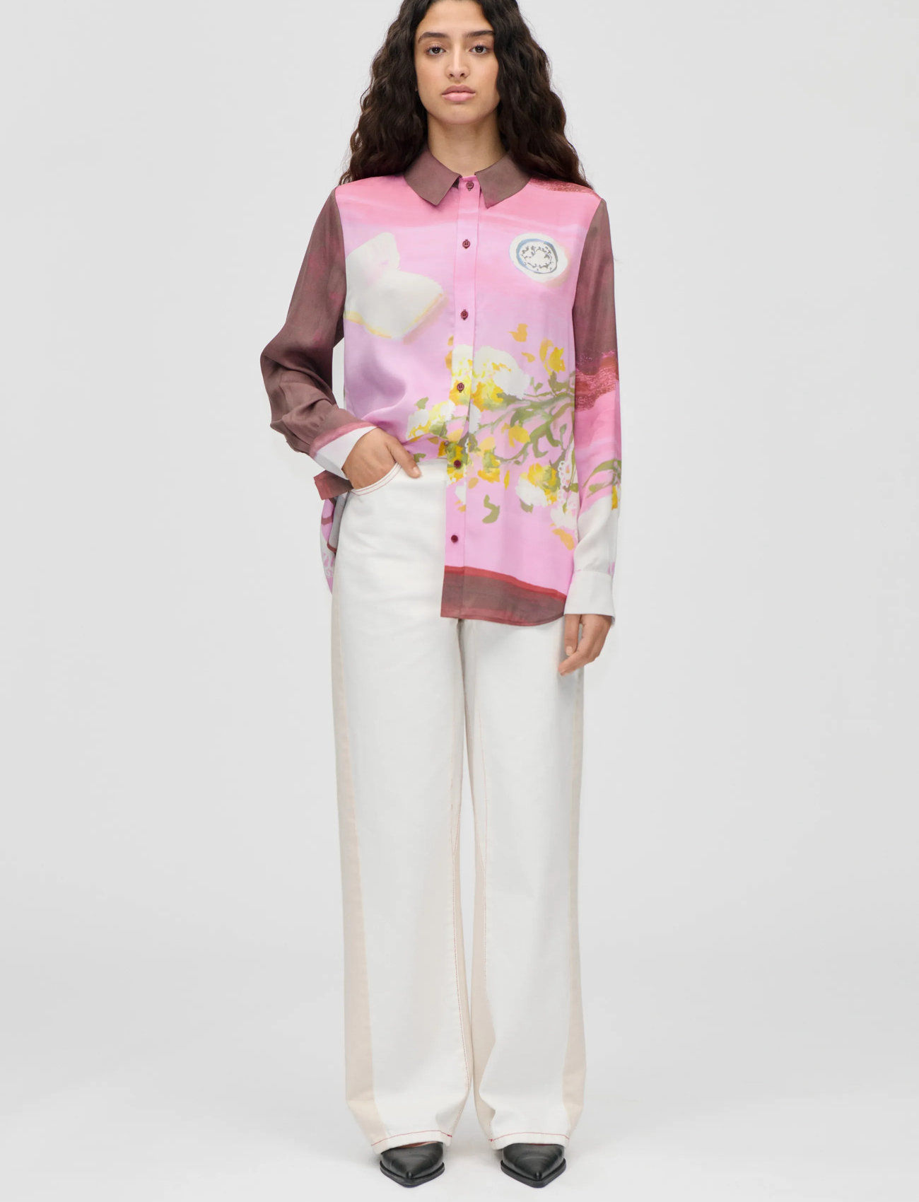 STINE GOYA Dry Viscose, Long Sleeve Shirt, L, Pink, Skjorter > Langærmede, Dame