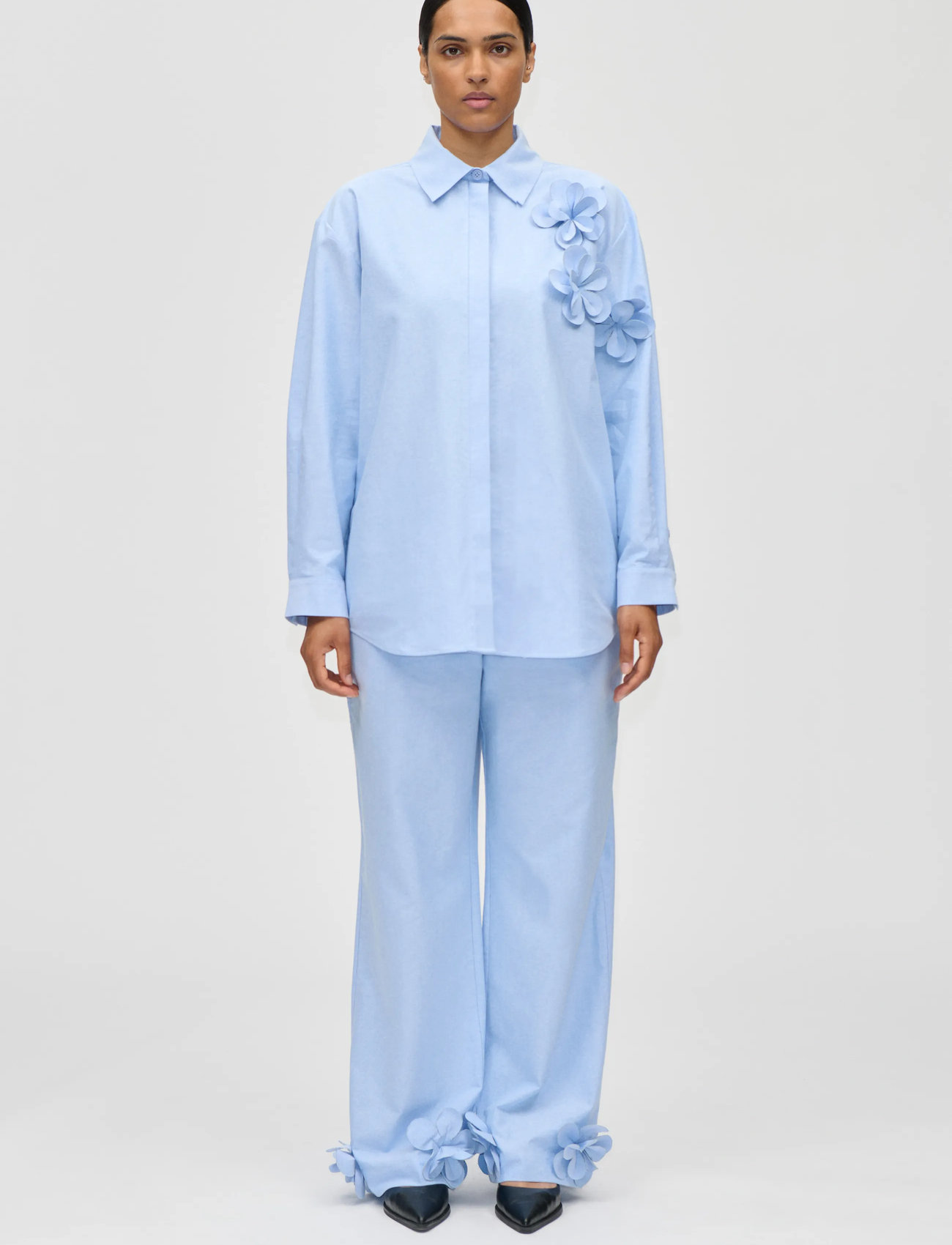 STINE GOYA Floral Shirting, Floral Shirt, XL, Blue, Skjorter > Langærmede, Dame