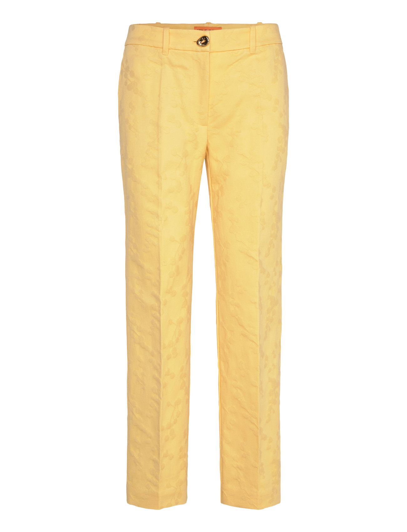 STINE GOYA 2346 Textured Cotton Jacquard, Stra, XL, Yellow, Bukser > Jakkesætsbukser, Dame