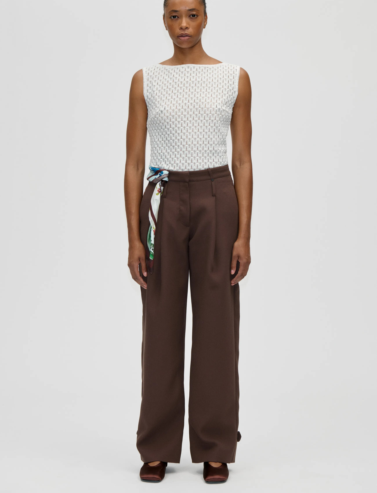 STINE GOYA Crochet Lace, Boatneck Tank Top, S, White, T-Shirts & Toppe > Uden Ærmer, Dame