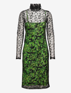 Ibi, 1484 Mesh/ Stocking Jersey - bodycon-kjoler - floral pointillism
