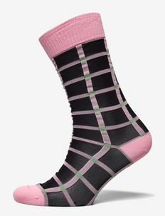 Lelu, 1519 Transparent Socks - regular socks - lilac graphic check