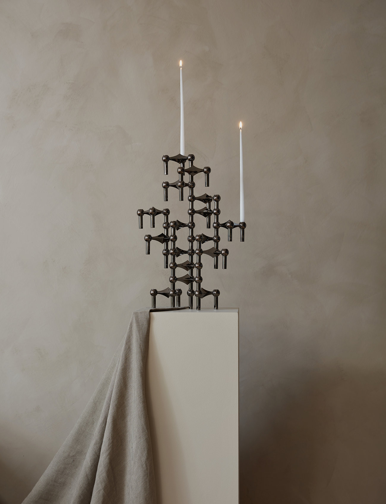 STOFF Nagel Stoff Nagel Candleholder, Set With 3 Pcs, 6.9X10.2 cm, Silver, Lysestager & Lanterner > Lysestager, Unisex